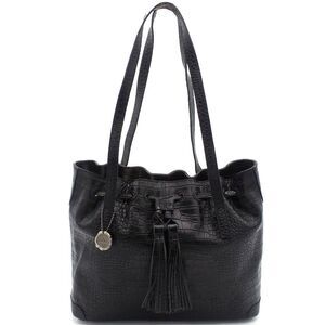 Patricia Nash Leather Drawstring Witney Tote Black Croc